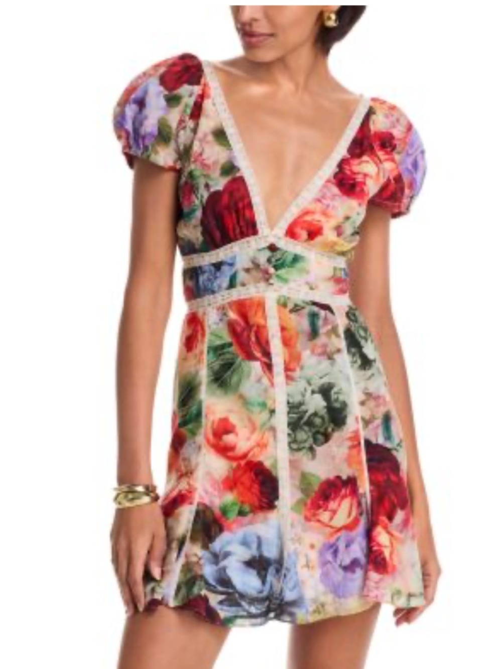 ALICE + OLIVIA   Plunging V-Neck Cotton Minidress